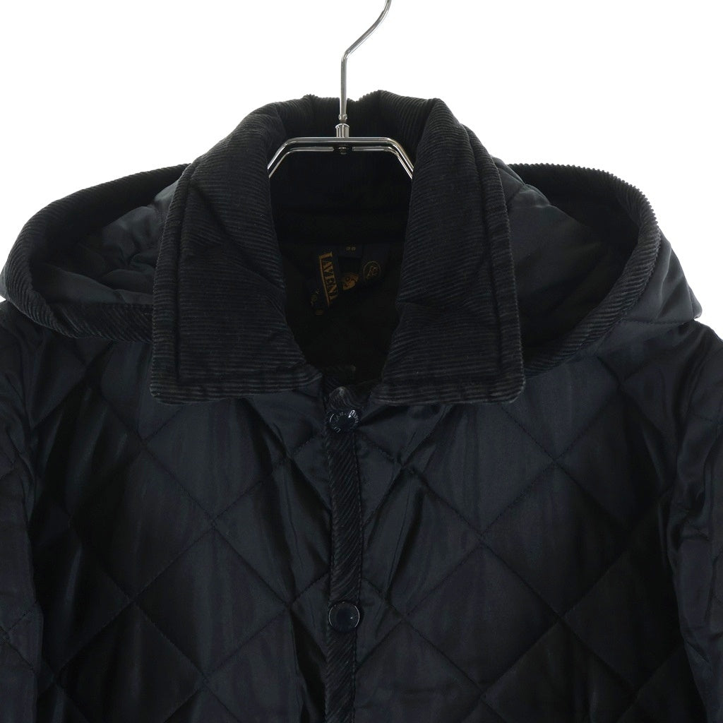 LAVENHAM(ラベンハム) キルティング フーデッド 中綿 コート ブラック レディース
