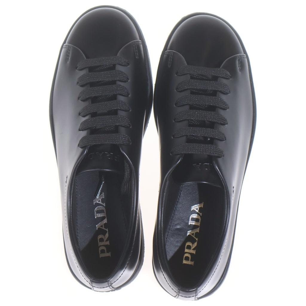 PRADA(プラダ) ブラッシュドレザー レースアップ ローカットシューズ スニーカー ブラック