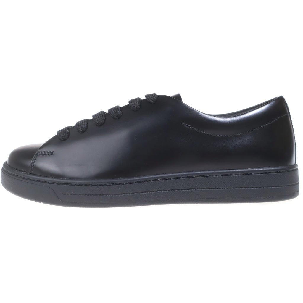 PRADA(プラダ) ブラッシュドレザー レースアップ ローカットシューズ スニーカー ブラック