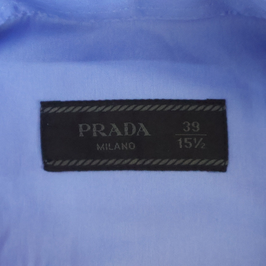 PRADA(プラダ) トライアングルパッチ ワッペンロゴ 長袖 シャツ ブルー DNA897