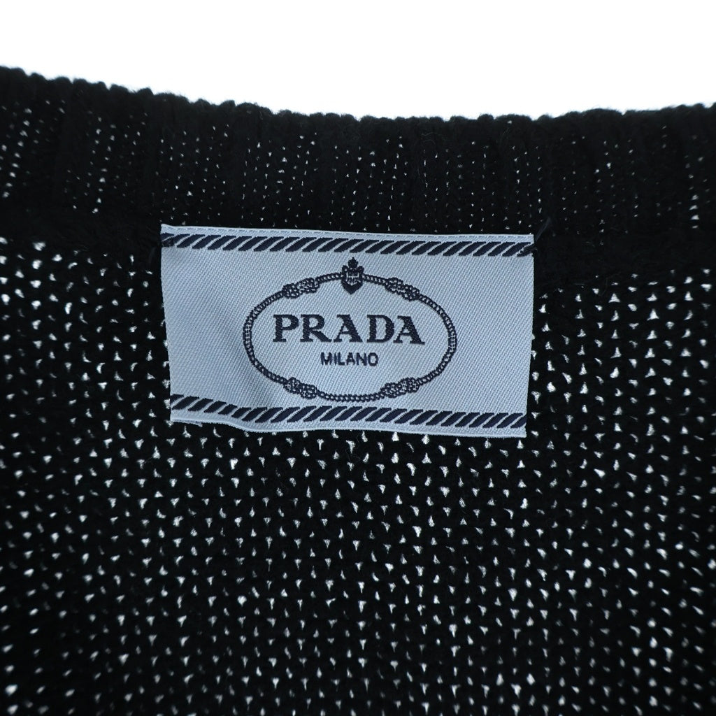 PRADA(プラダ) Vネックカシミヤ混 ウール ニット ベスト ブラック DNA871