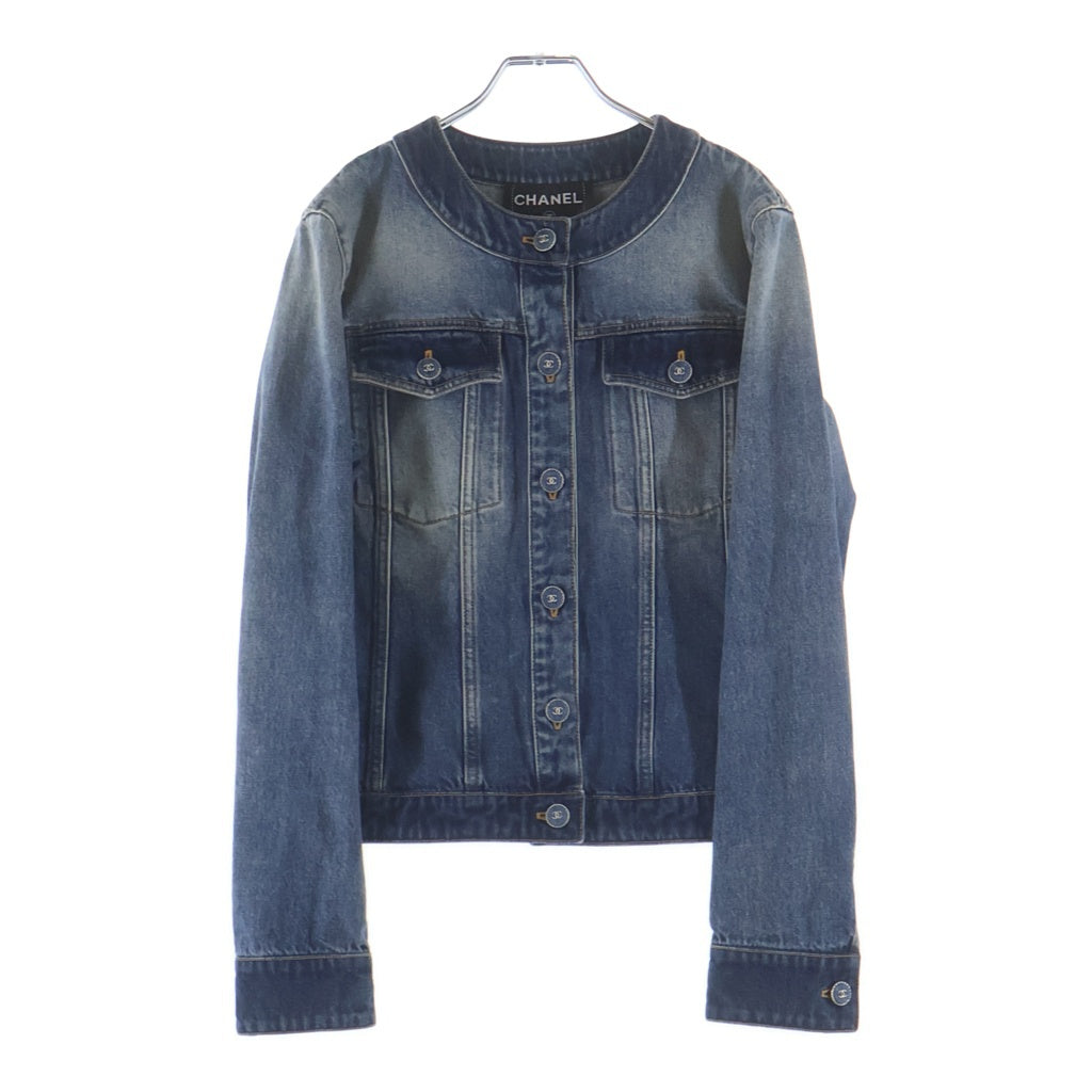CHANEL(シャネル) ココボタン ノーカラー デニムジャケット インディゴブルー #38 P78108V70196 レディース