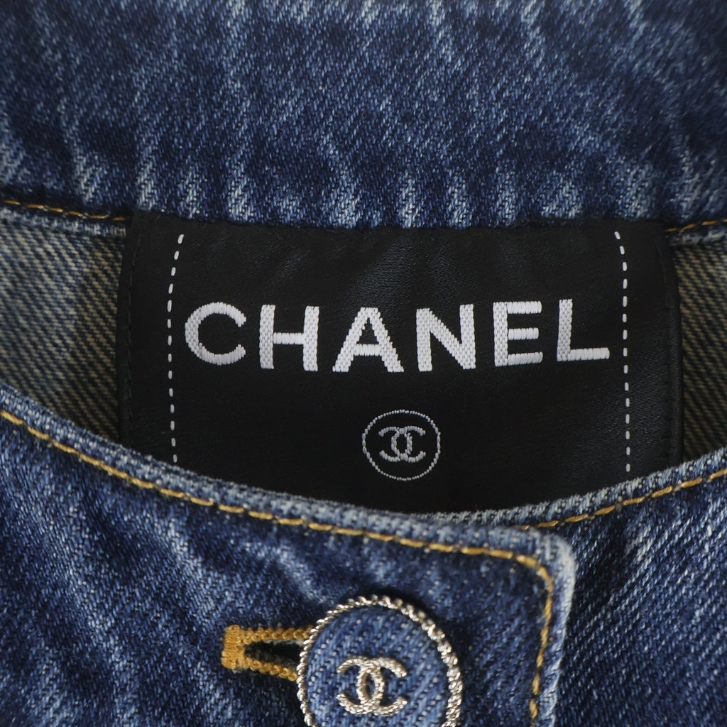 CHANEL(シャネル) ココボタン ノーカラー デニムジャケット インディゴブルー #38 P78108V70196 レディース