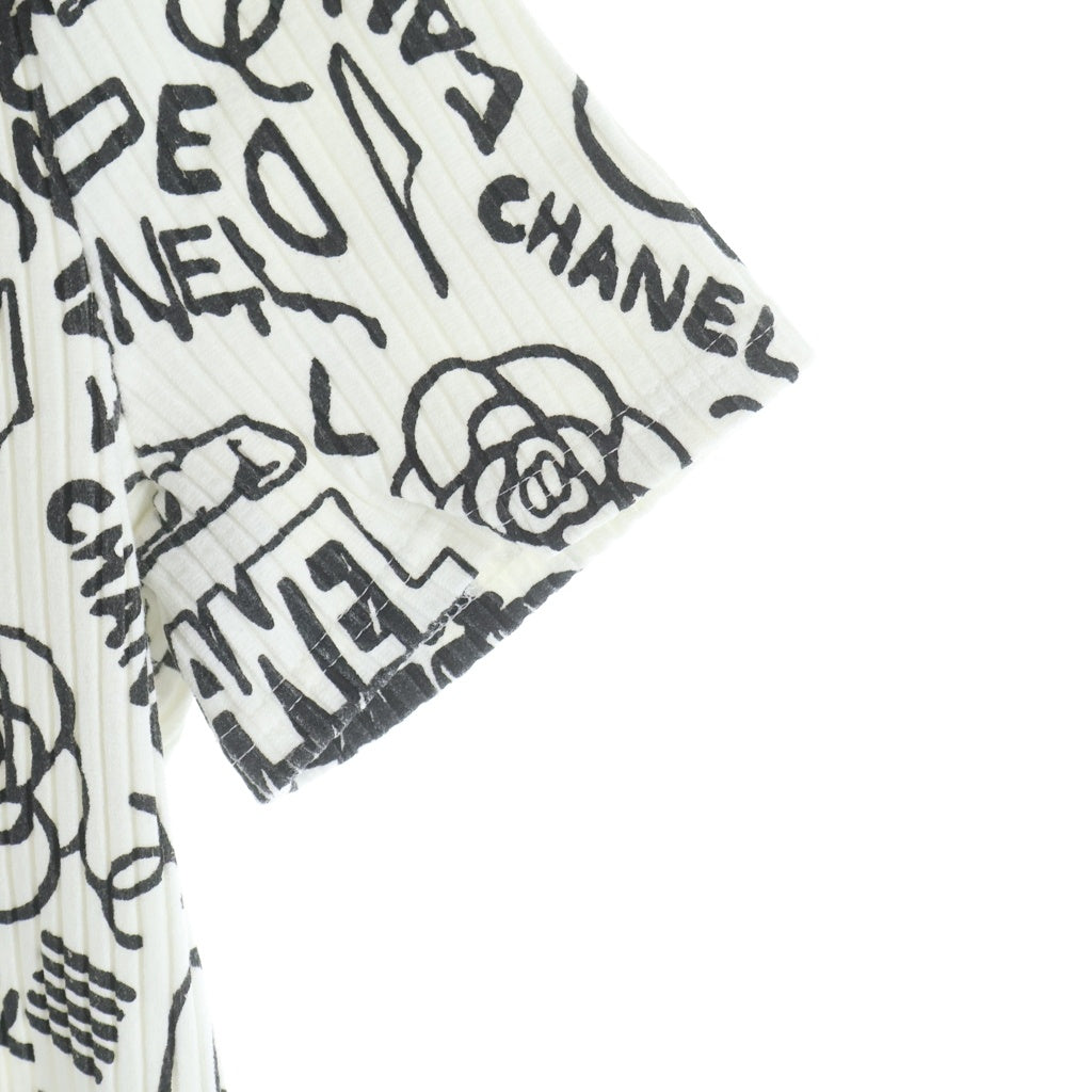 CHANEL(シャネル) 金ボタン アイコンモチーフ Tシャツ ホワイト×ブラック #36 P61888V47215 レディース