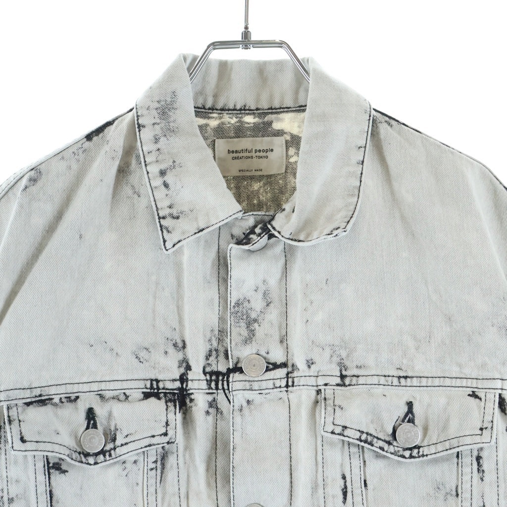 beautiful people(ビューティフルピープル) double-end left hand twill denim blouson ブリーチデニム 2WAY デニム トラッカージャケット ホワイト 1515102026