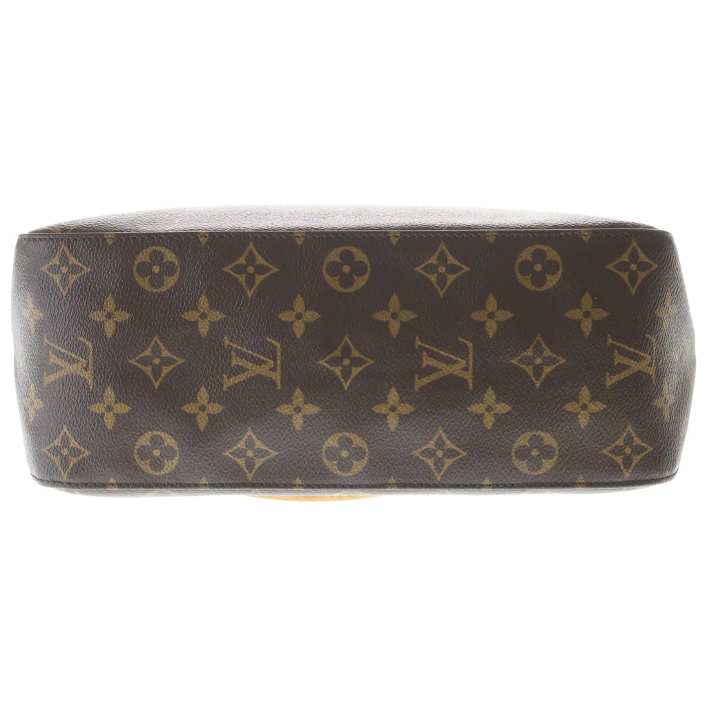 LOUIS VUITTON(ルイヴィトン) モノグラム ルーピングGM ハンドバッグ トートバッグ ブラウン レザー×PVC M51145 ゴールド金具 レディース