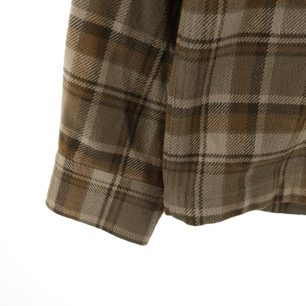 BoTT(ボット) Zip-Up Flannel Shirt ロゴ刺繍 チェック総柄 ジップアップ フランネル シャツ ジャケット ブラウン 253BoTT37