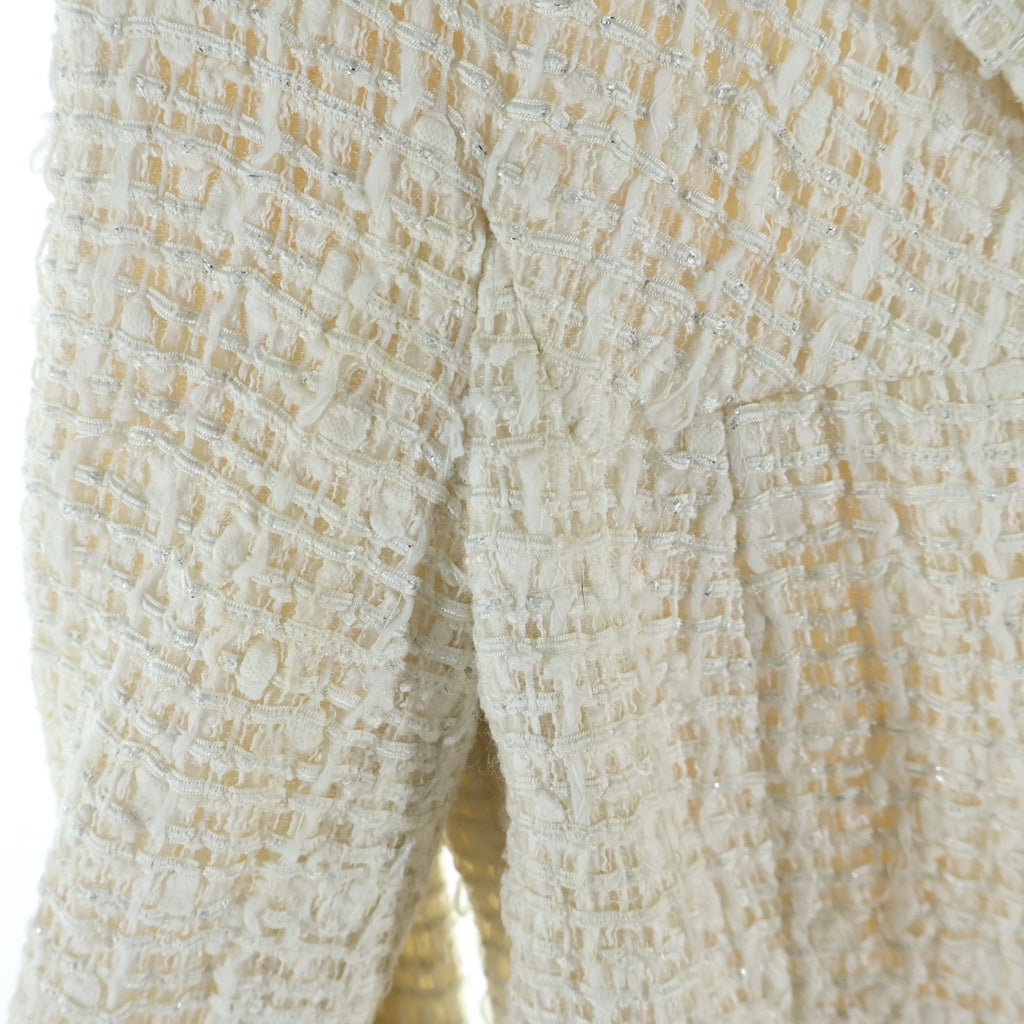 CHANEL(シャネル) 06C ココマークボタン ウール混 ラメツイード 5B テーラード ジャケット ホワイト レディース P27772V16008