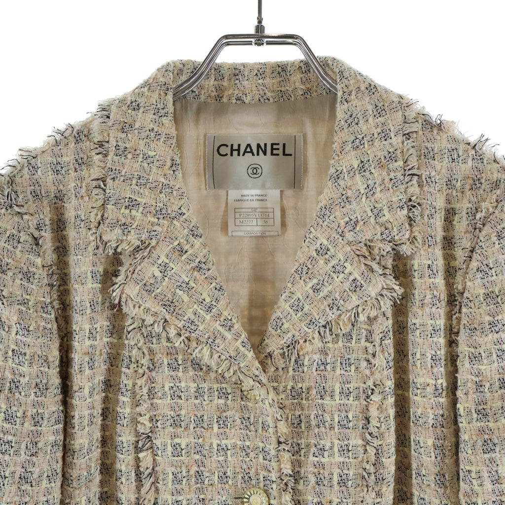 CHANEL(シャネル) 04P ココマークボタン シルク混 ツイード 5B テーラード ジャケット ベージュ P22895V13714 レディース