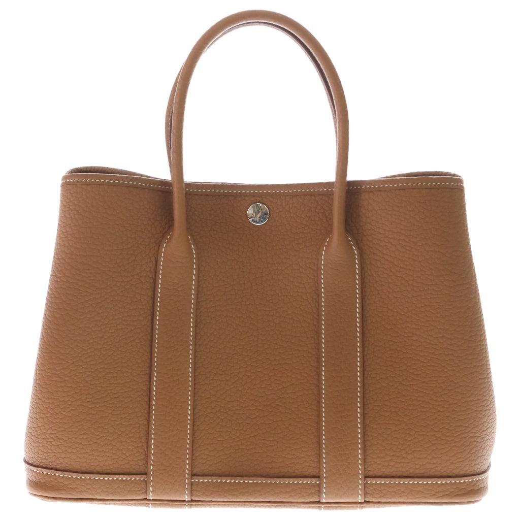 HERMES(エルメス) ガーデンパーティTPM ゴールド ネゴンダ レザー ハンド トートバッグ シルバー金具 ブラウン B刻印 レディース