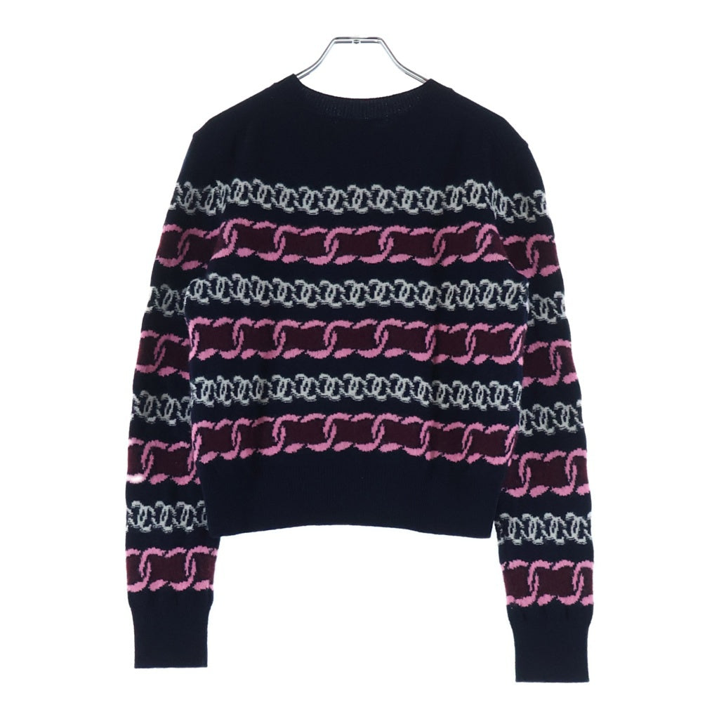 CHANEL(シャネル) ココマーク 長袖ニット ネイビー×ピンク #36 P7577K10913 レディース