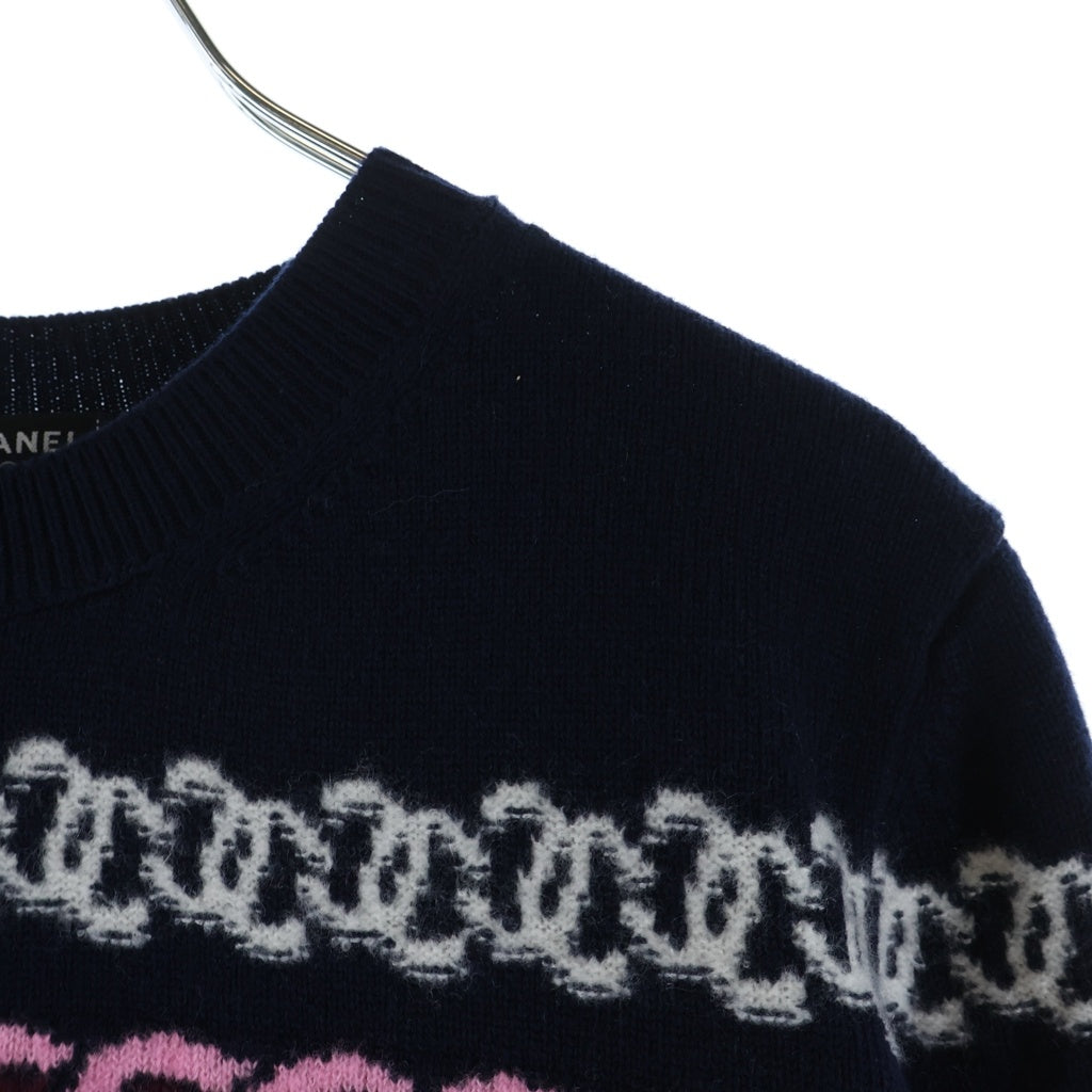 CHANEL(シャネル) ココマーク 長袖ニット ネイビー×ピンク #36 P7577K10913 レディース