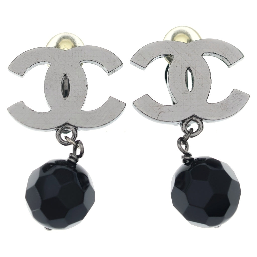 CHANEL(シャネル) ココマーク ブラックストーン ガンメタル イヤリング 10V シルバー/ブラック レディース