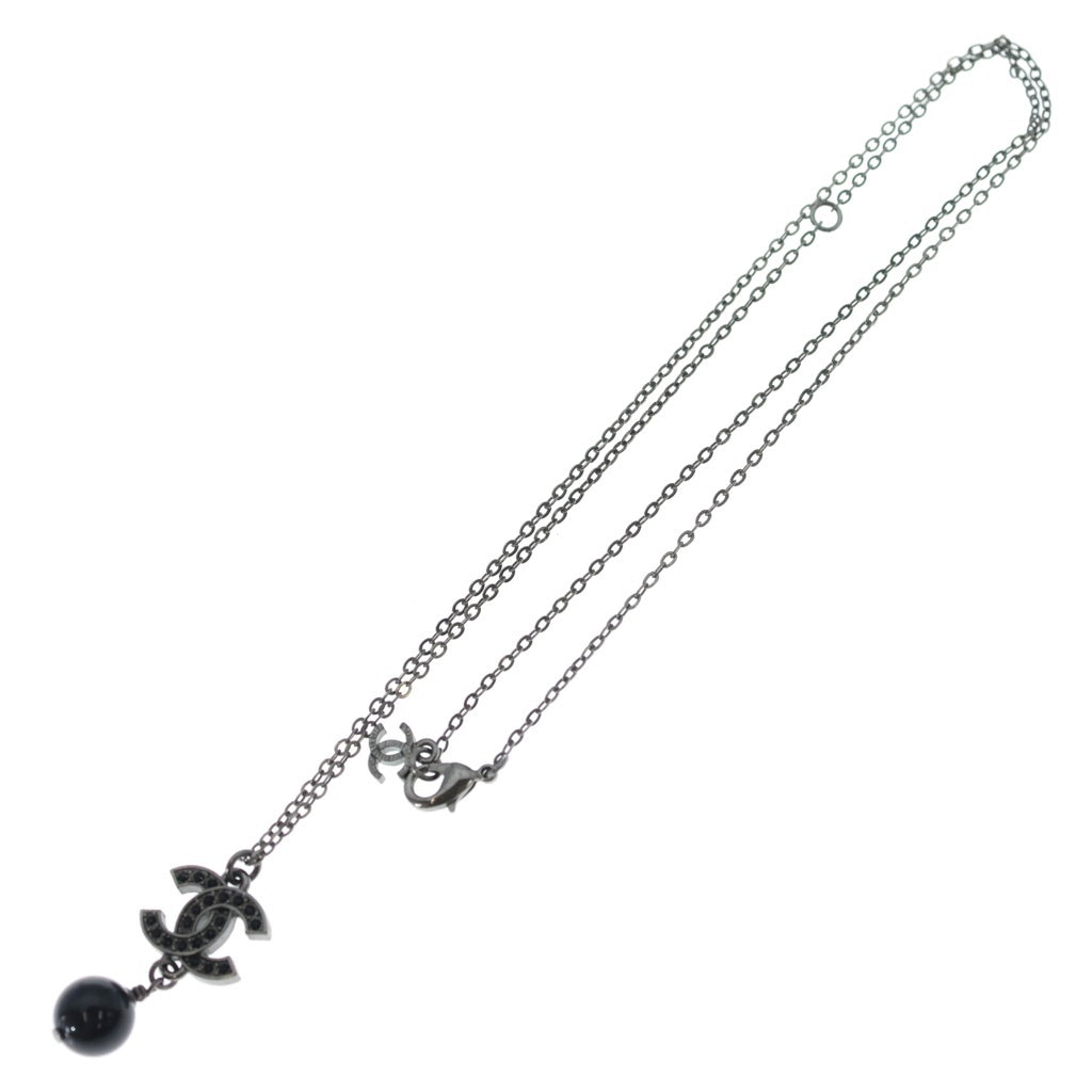 CHANEL(シャネル) ココマーク ラインストーン パール ネックレス 16A ブラック レディース