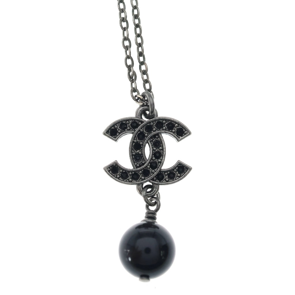 CHANEL(シャネル) ココマーク ラインストーン パール ネックレス 16A ブラック レディース