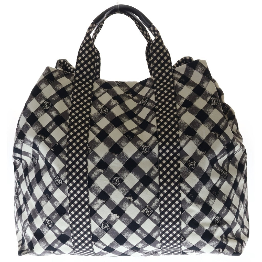 CHANEL(シャネル) クルーズライン 14番台 トラベルバッグ ハンドバッグ ホワイト×ブラック ギンガムチェック レディース