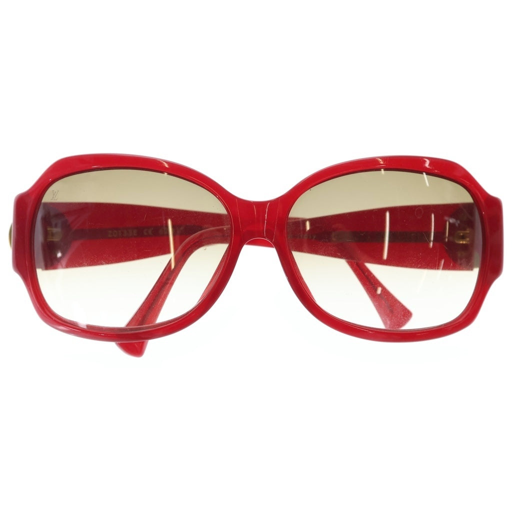 LOUIS VUITTON(ルイヴィトン) モノグラムフラワー ラインストーン ラメ サングラス メガネ 眼鏡 アイウェア レッド Z0133E レディース