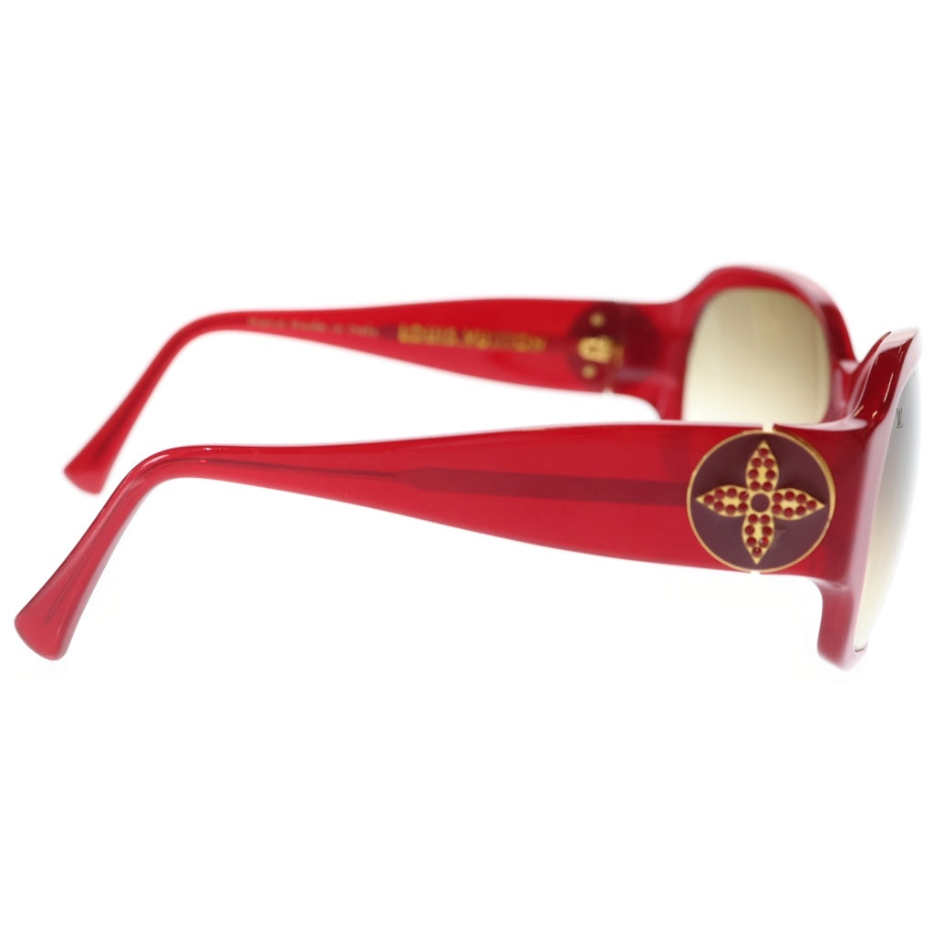 LOUIS VUITTON(ルイヴィトン) モノグラムフラワー ラインストーン ラメ サングラス メガネ 眼鏡 アイウェア レッド Z0133E レディース