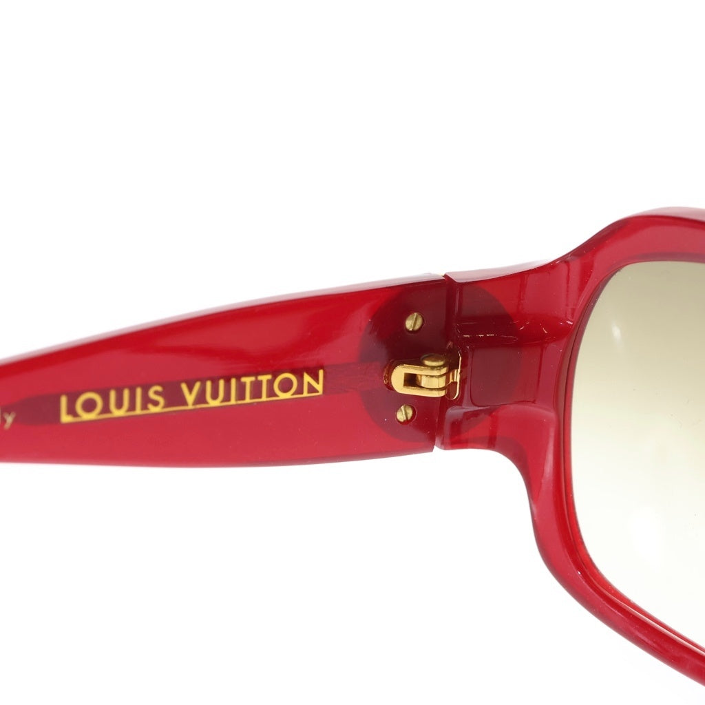 LOUIS VUITTON(ルイヴィトン) モノグラムフラワー ラインストーン ラメ サングラス メガネ 眼鏡 アイウェア レッド Z0133E レディース