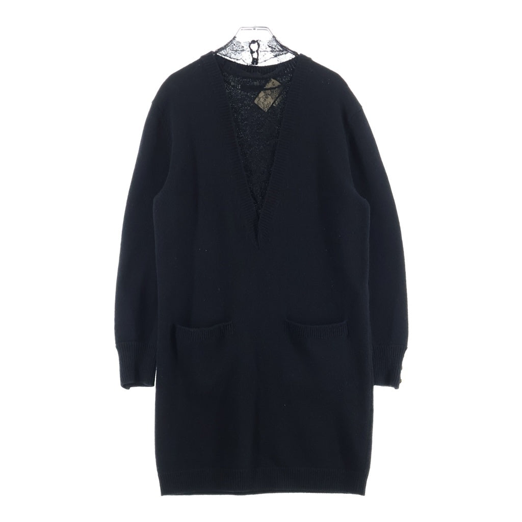 GUCCI(グッチ) Vネックニットワンピース レース ブラック 717540 #XS レディース
