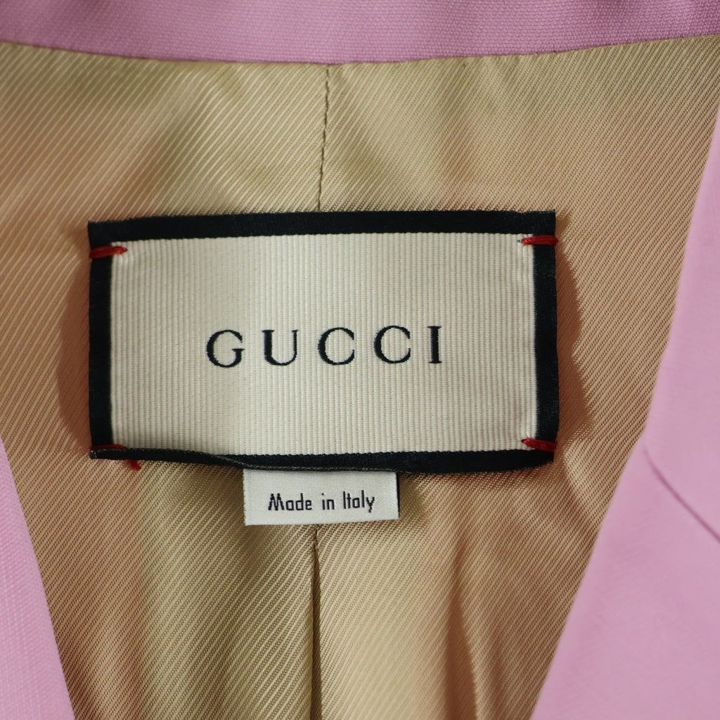 GUCCI(グッチ) シングル ウールテーラードジャケット ピンク #36 623766 レディース