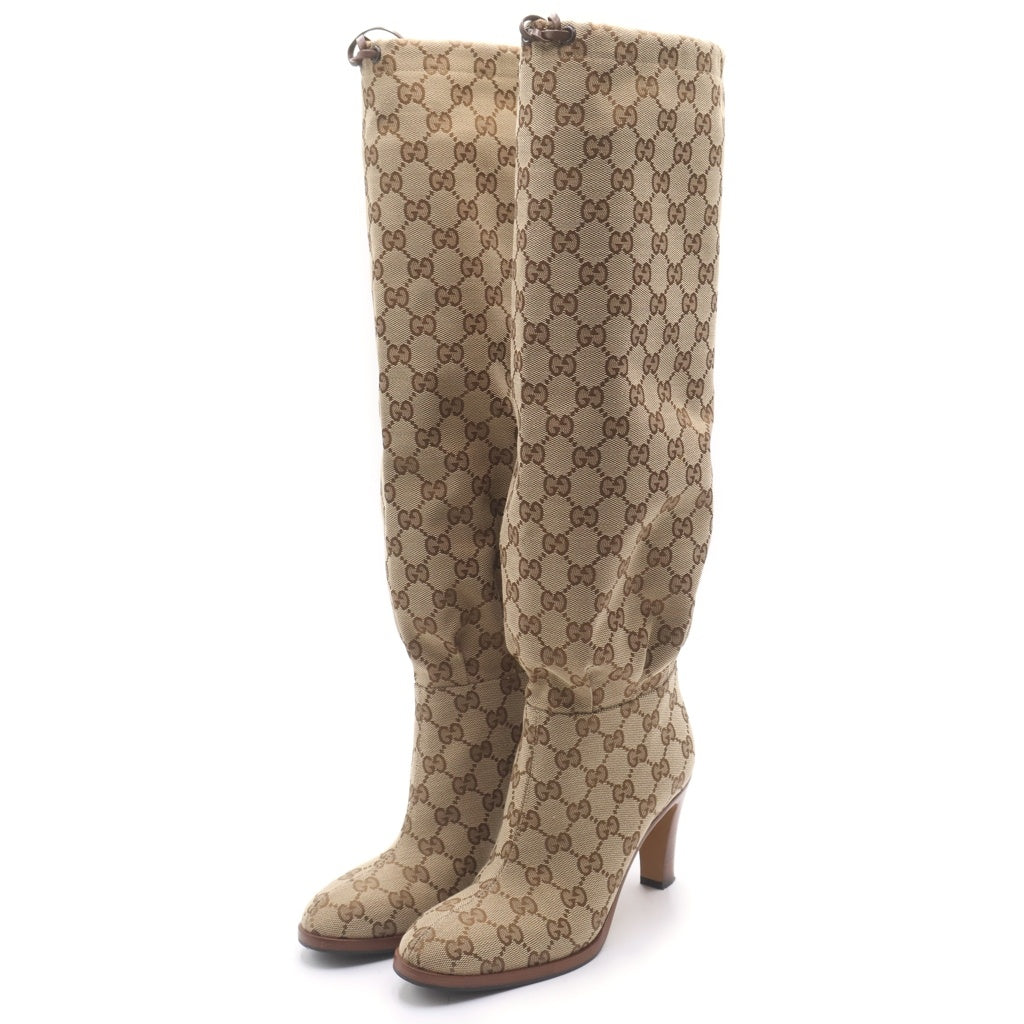 GUCCI(グッチ) GGキャンバス ロングヒールブーツ ベージュ 551149 #35 1/2 レディース