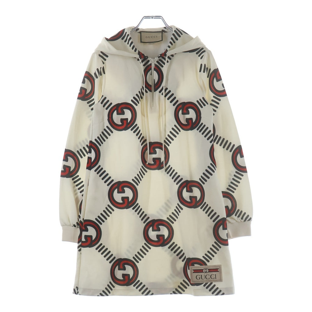 GUCCI(グッチ) インターロッキングG テクニカルジャージ ハーフジップパーカー アイボリー×レッド #XXS 681269 レディース