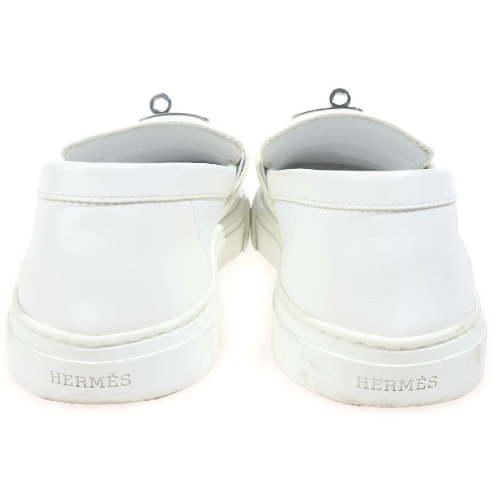 HERMES(エルメス) ゲーム ケリー金具 フリンジ スリッポン レザーシューズ ホワイト #40 レディース