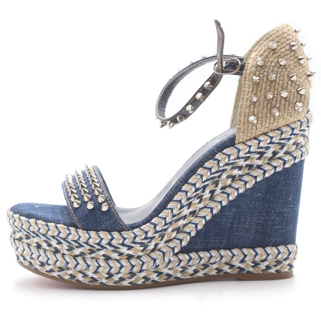 CHRISTIAN LOUBOUTIN(クリスチャンルブタン) マドモニカ デニムウェッジサンダル インディゴブルー #40 レディース