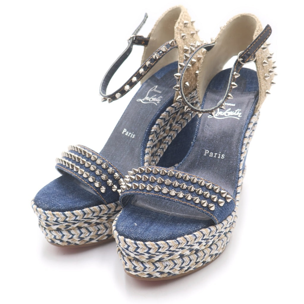 CHRISTIAN LOUBOUTIN(クリスチャンルブタン) マドモニカ デニムウェッジサンダル インディゴブルー #40 レディース