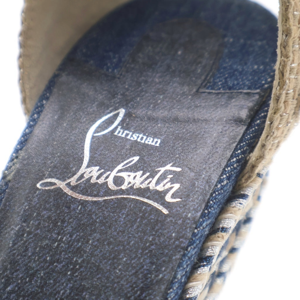 CHRISTIAN LOUBOUTIN(クリスチャンルブタン) マドモニカ デニムウェッジサンダル インディゴブルー #40 レディース