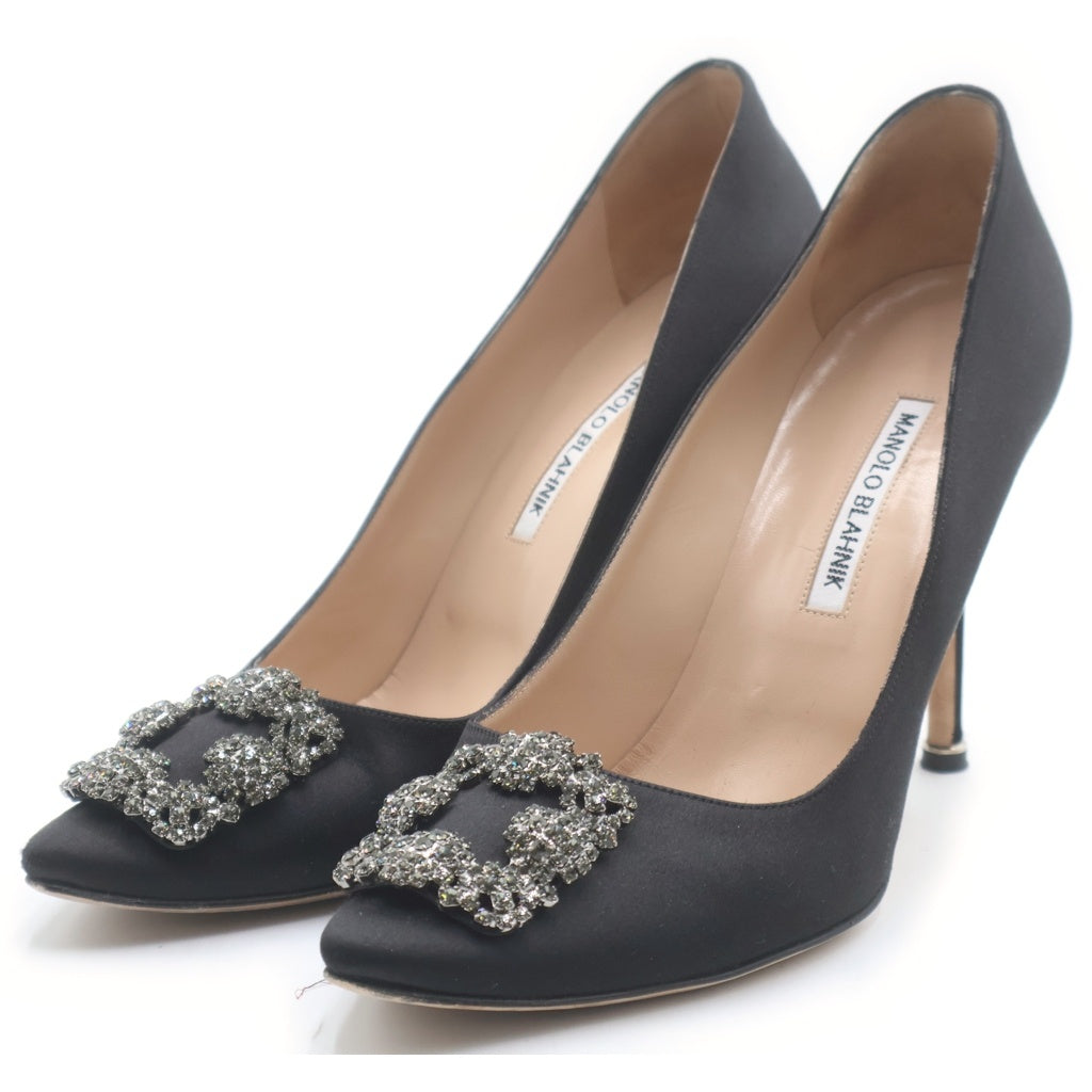 MANOLO BLAHNIK(マノロブラニク) マノロブラニク ハンギシ ラインストーン ヒール ブラック #39.5 レディース