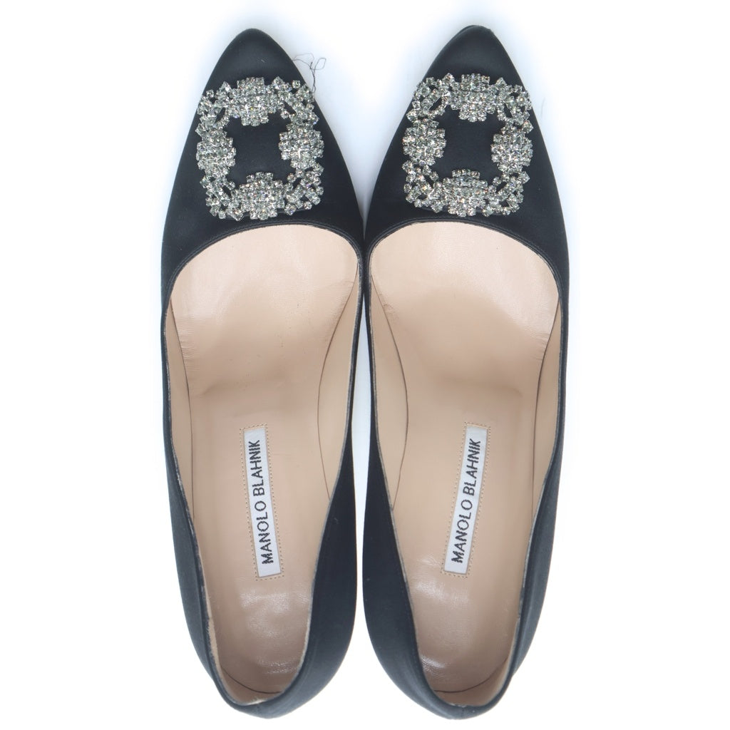 MANOLO BLAHNIK(マノロブラニク) マノロブラニク ハンギシ ラインストーン ヒール ブラック #39.5 レディース