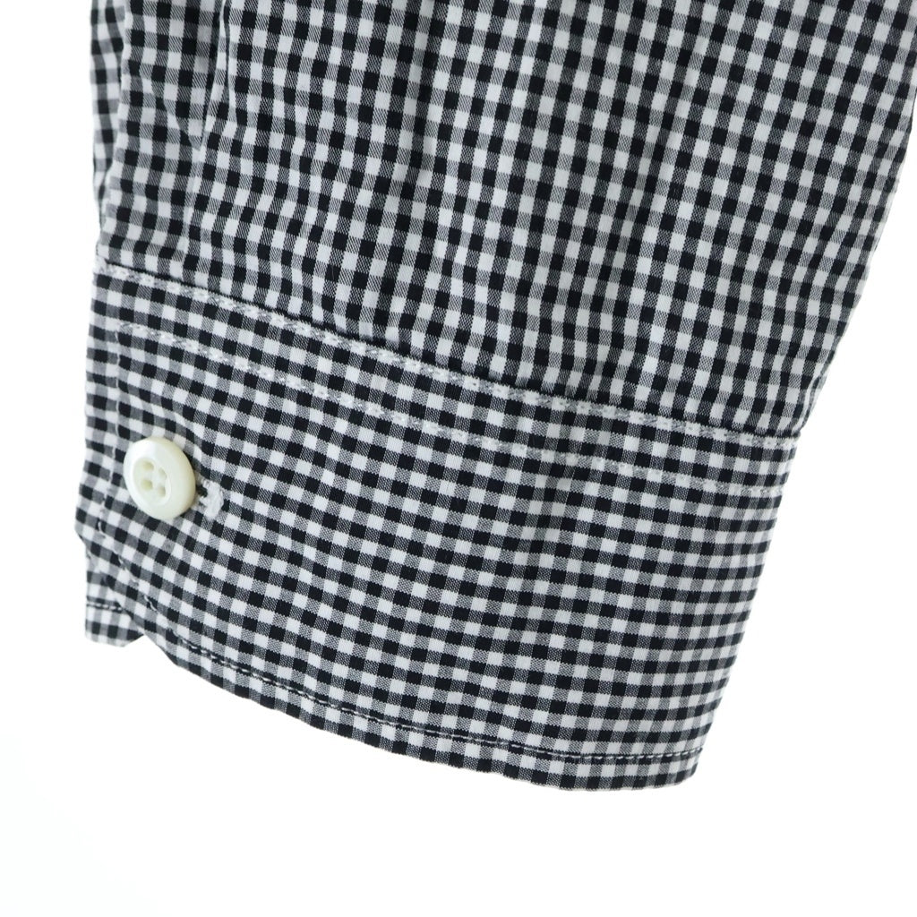 PRADA(プラダ) ギンガムチェック ラッフルシャツ 長袖シャツ 短丈 フリル クロップド ブラック/ホワイト P407GC レディース