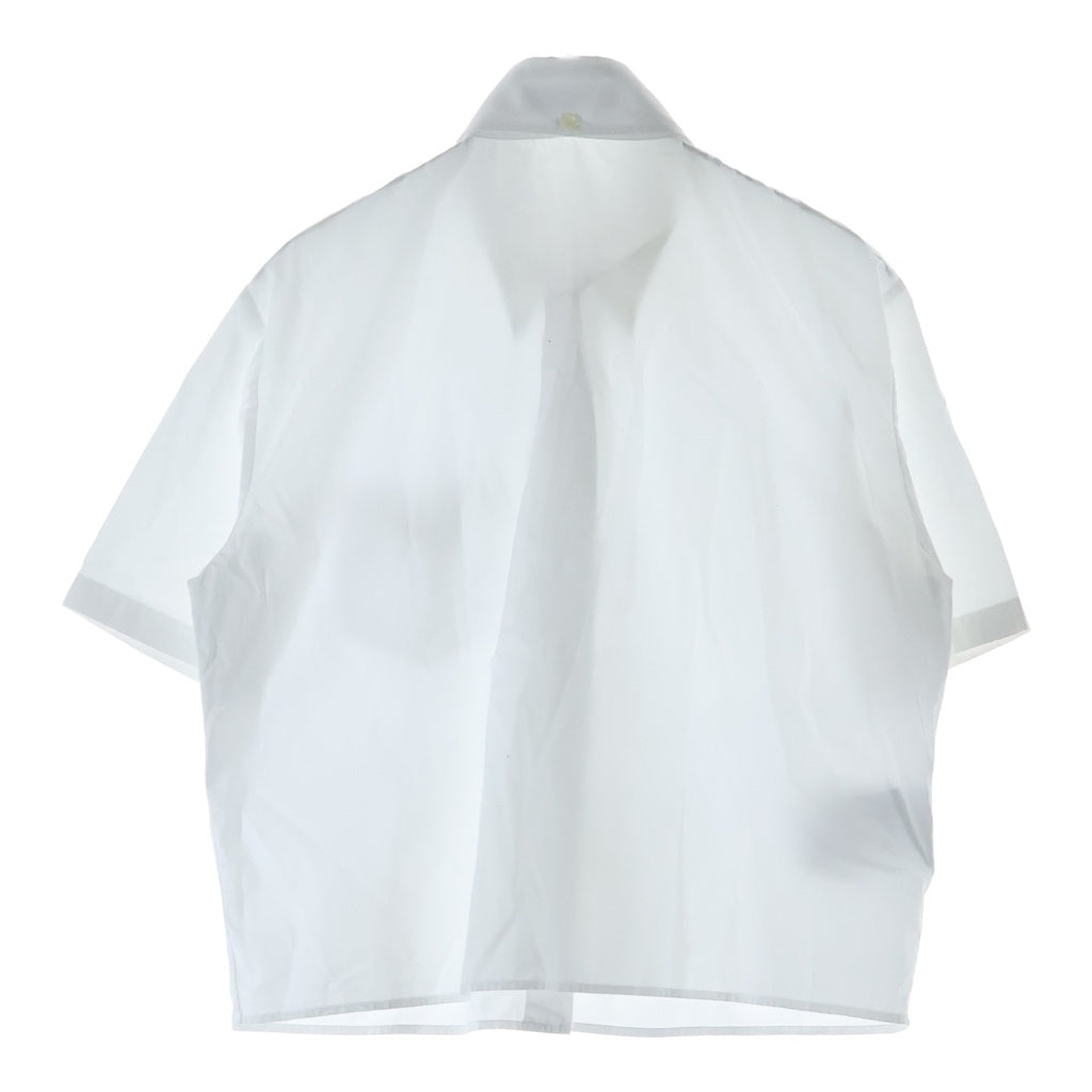 PRADA(プラダ) 24SS トライアングルロゴ クロップド ポプリン 半袖シャツ 三角ロゴプレート 短丈 ホワイト P419G レディース