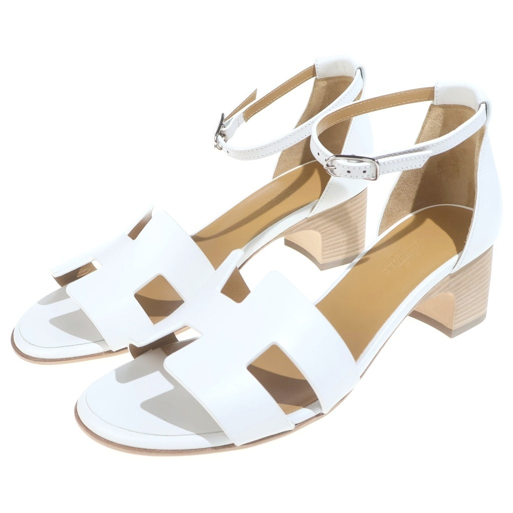 HERMES(エルメス) Encens 50 Sandal アンサン Hロゴ ストラップサンダル ウェッジソール レザー ホワイト DN5221119Z2507 レディース