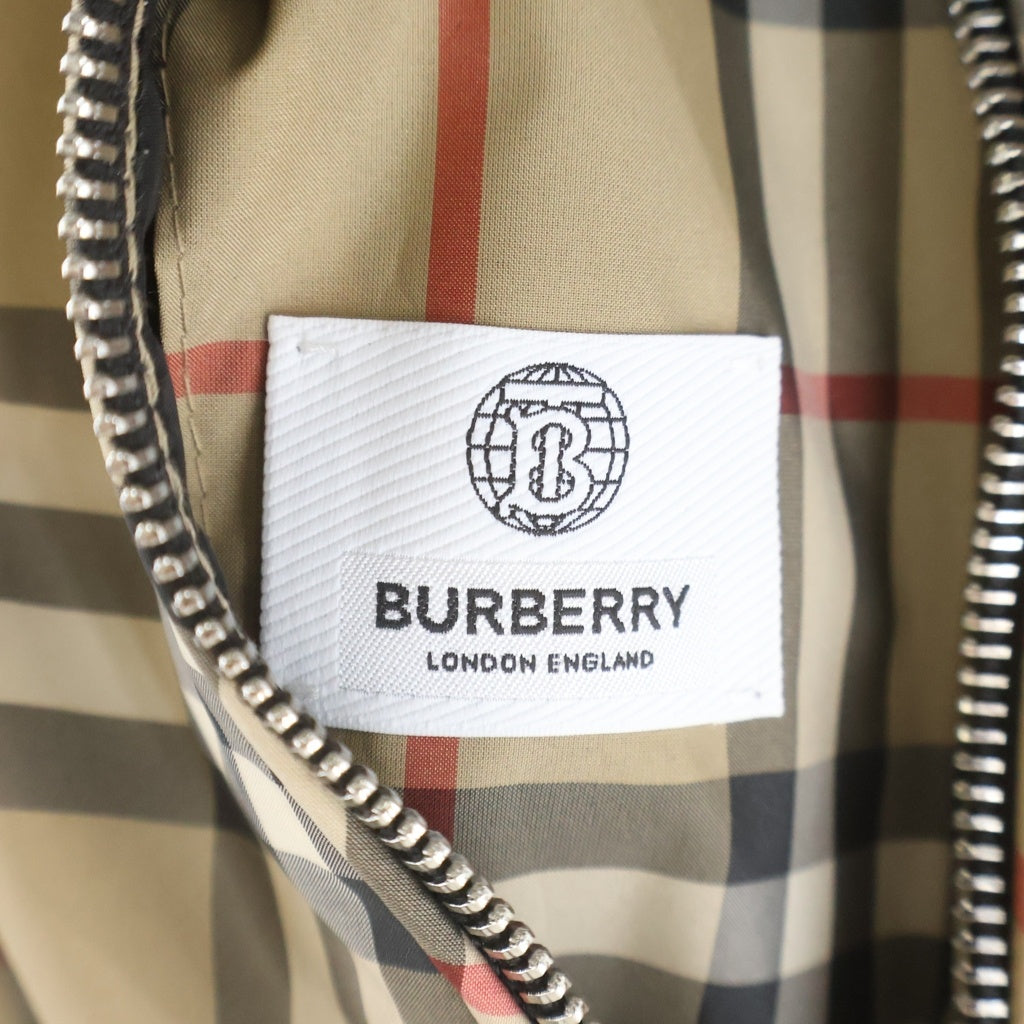 BURBERRY(バーバリー) ナイロン ノヴァチェック リバーシブルパーカー フーディー ジップアップ ブラック/ブラウン 8027097