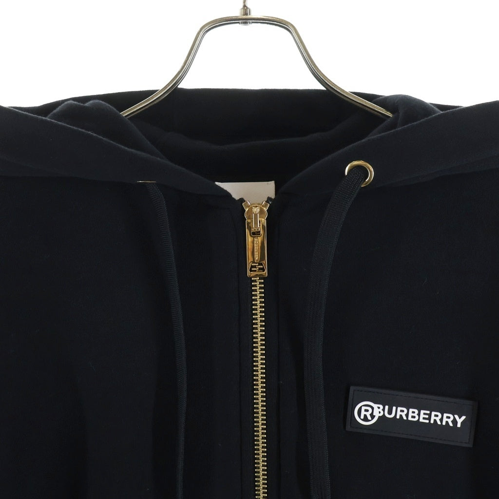 BURBERRY(バーバリー) ティッシ期 ヴィンテージチェックパネル オーバーサイズ スウェットジップアップパーカー フーディー ブラック 8024543