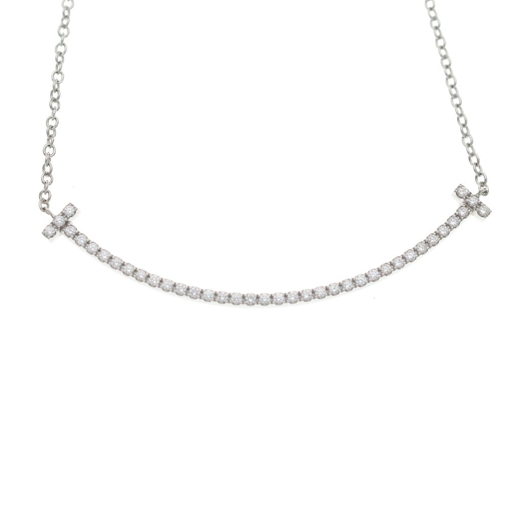 TIFFANY & Co.(ティファニー) Tスマイル スモール ダイヤ ネックレス K18WG ホワイトゴールド レディース