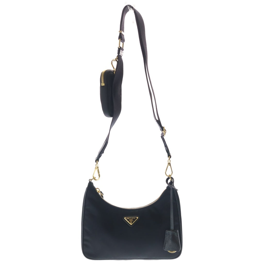 PRADA(プラダ) Re-Edition2005 ナイロン 2WAY ショルダーバッグ ゴールド金具 ハンドバッグ 1BH204 ブラック レディース