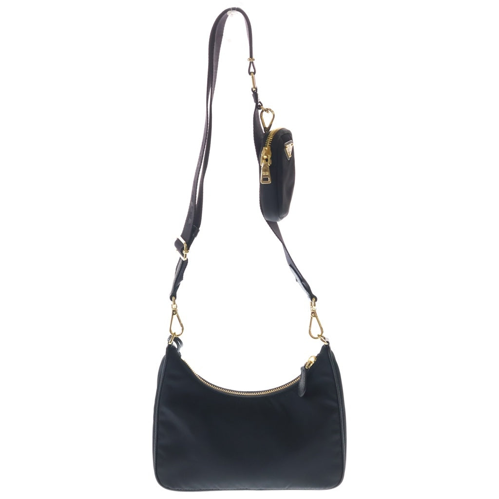 PRADA(プラダ) Re-Edition2005 ナイロン 2WAY ショルダーバッグ ゴールド金具 ハンドバッグ 1BH204 ブラック レディース