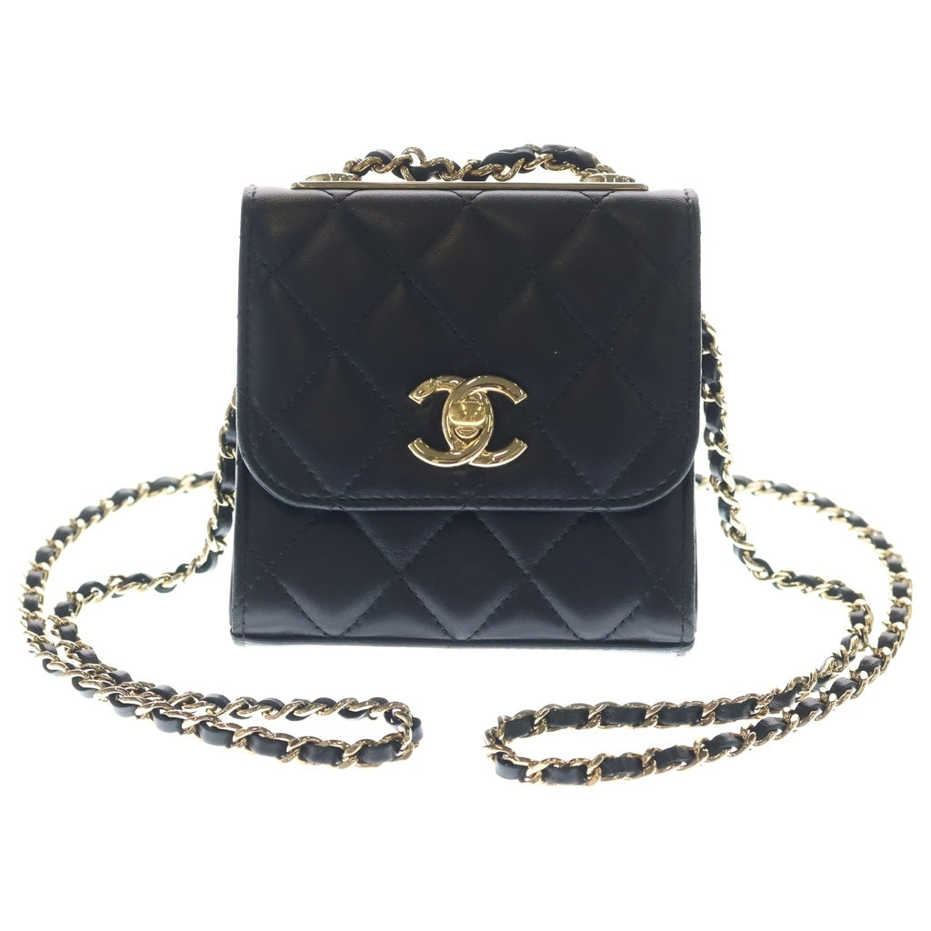 CHANEL(シャネル) マトラッセ11 ミニチェーンショルダーバッグ ブラック ラムスキン A81633 ゴールド金具 レディース