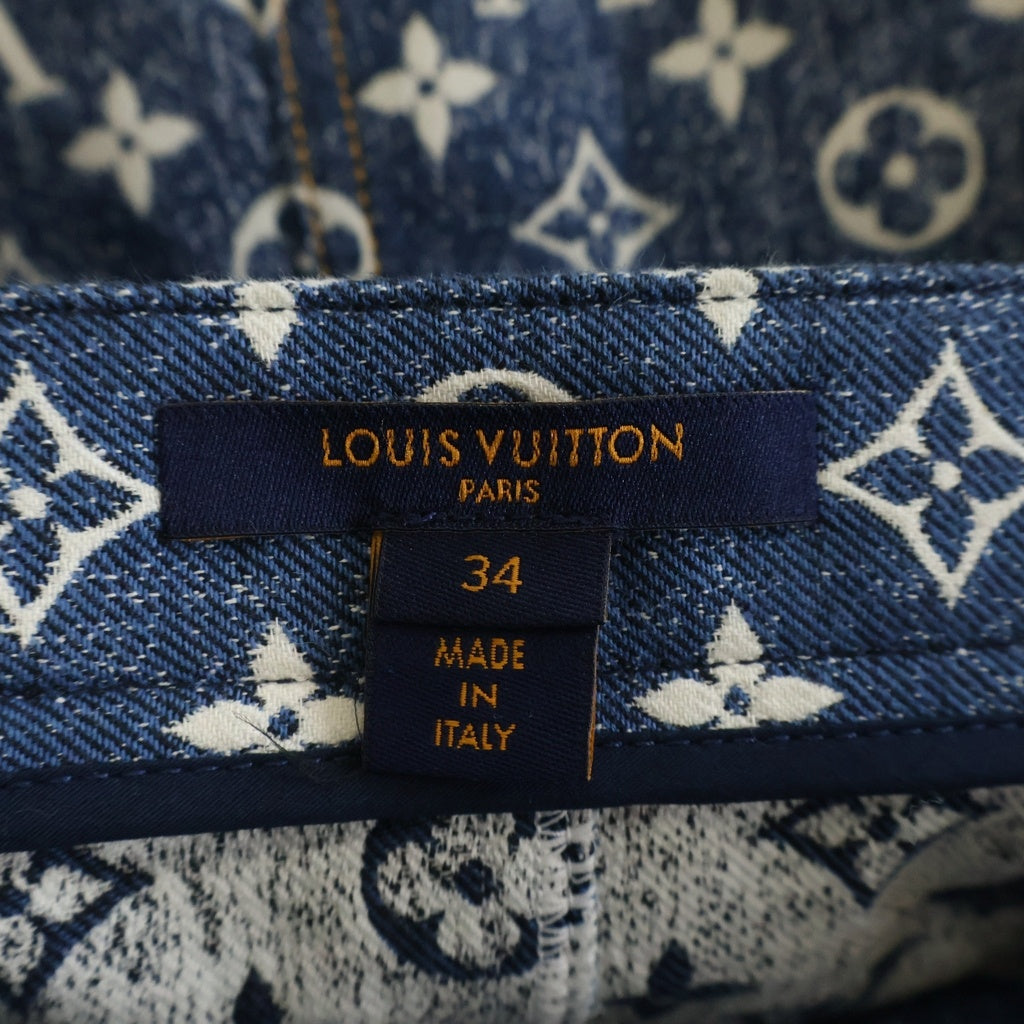 LOUIS VUITTON(ルイヴィトン) モノグラム ジャカードデニム Aラインスカート インディゴブルー #34 RW221J KJ2 FMSK27 レディース