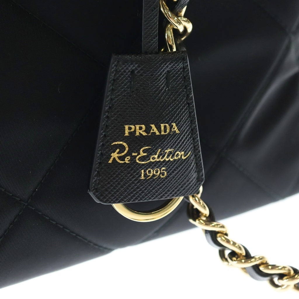 PRADA(プラダ) Re-Edition 1995 チェーンショルダーバッグ ハンドバッグ ブラック テスート ナイロン 1BG468 ゴールド金具 レディース