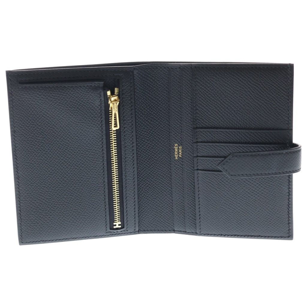 HERMES(エルメス) ベアンコンパクト エプソン ゴールド金具 W刻印 二つ折り財布 ブラック