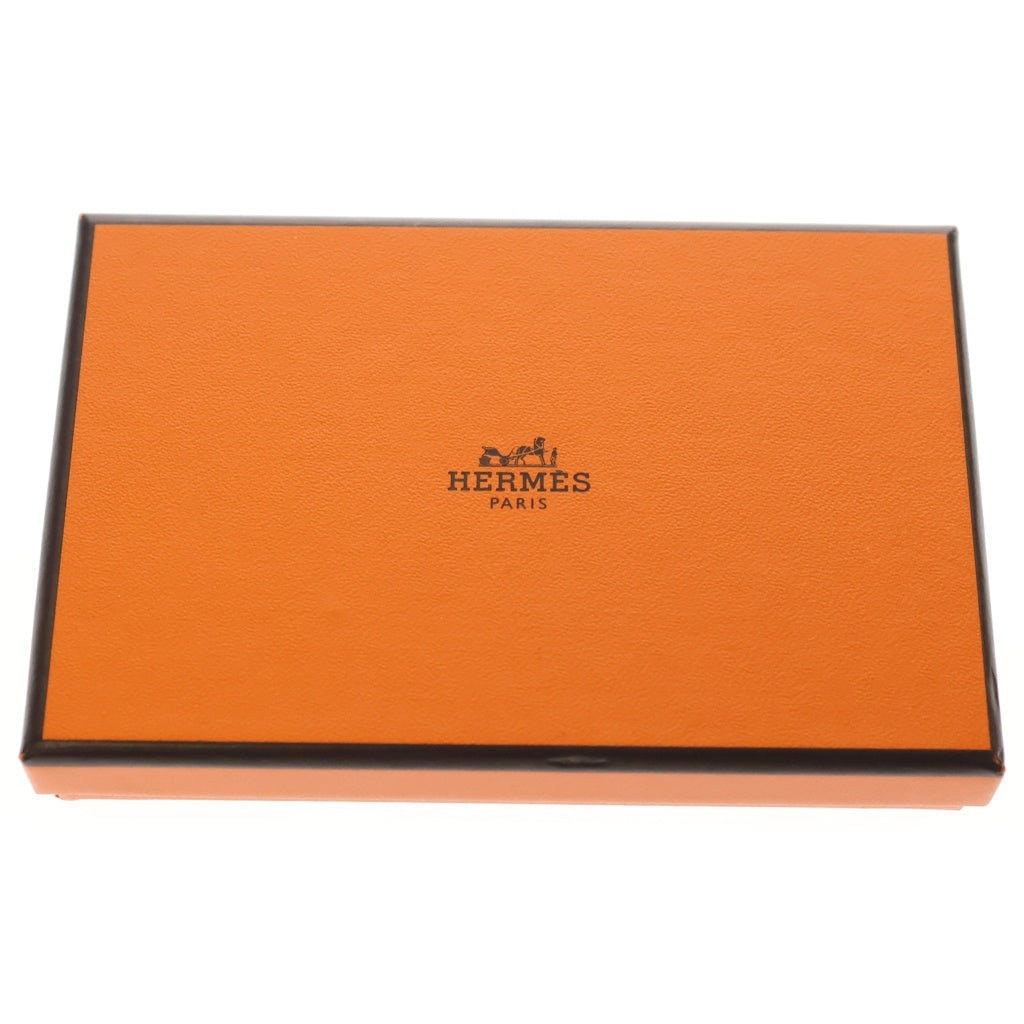 HERMES(エルメス) カルヴィ エプソン シルバー金具 カードケース 名刺入れ コインケース B刻印 ゴールド ブラウン レディース