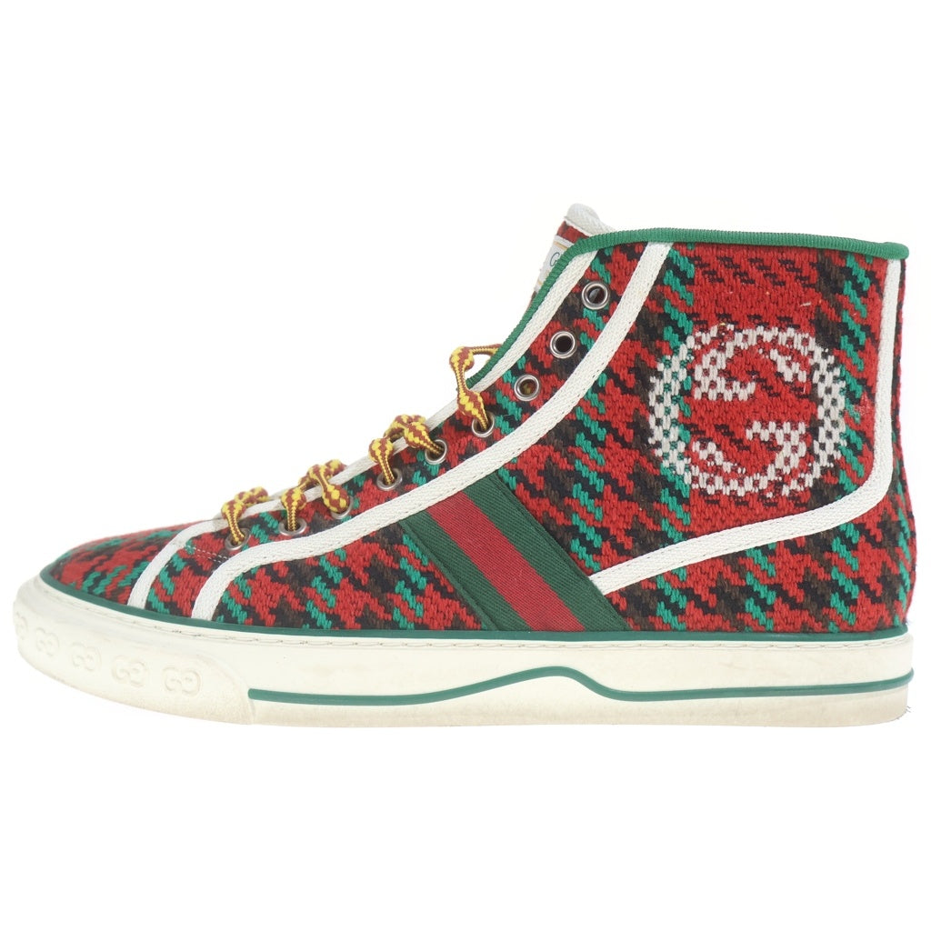 GUCCI(グッチ) テニス1977 インターロッキングG ハイカットシューズ スニーカー レッド/グリーン