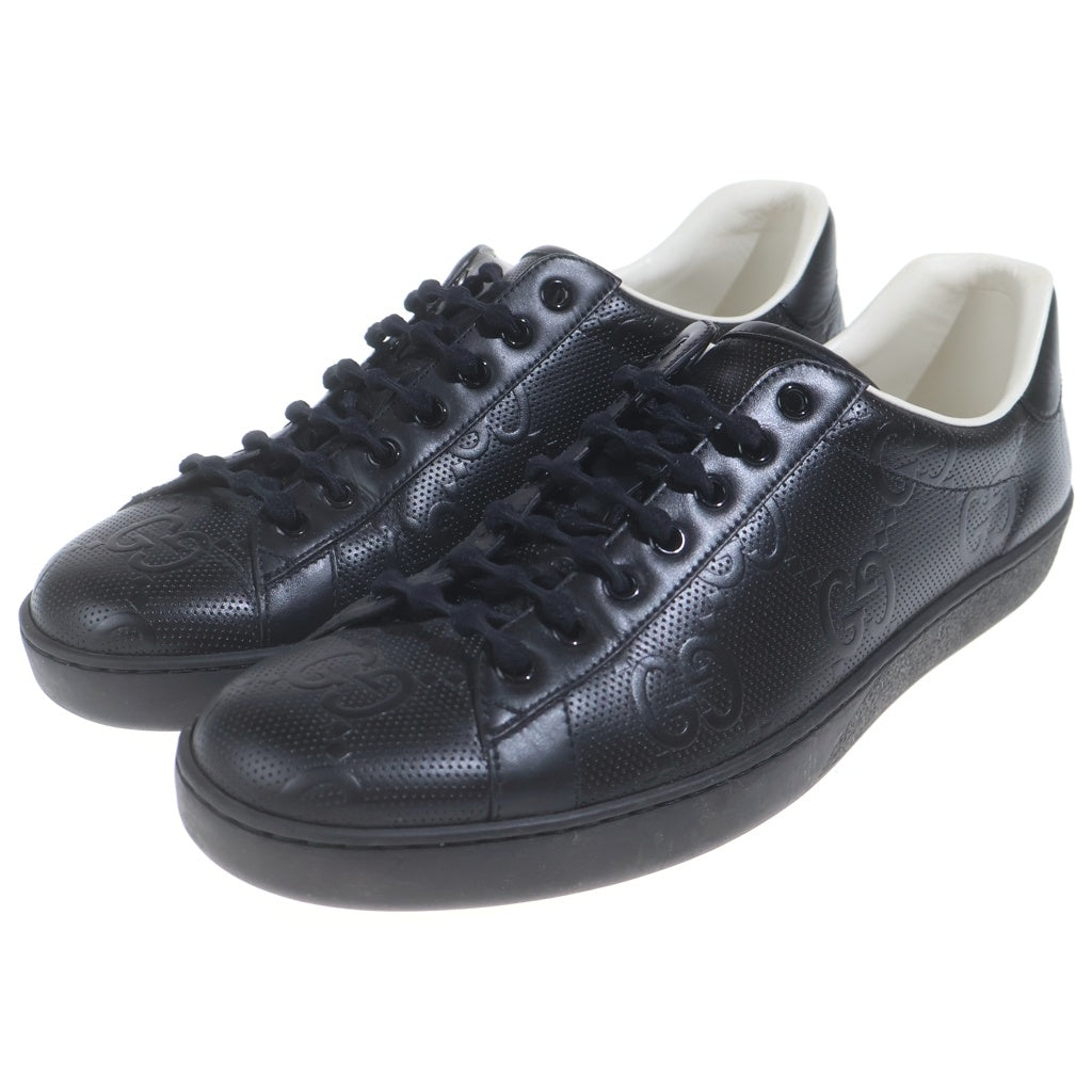 GUCCI(グッチ) GG エンボスパンチング レザー ローカットスニーカー ブラック #9.5 625787