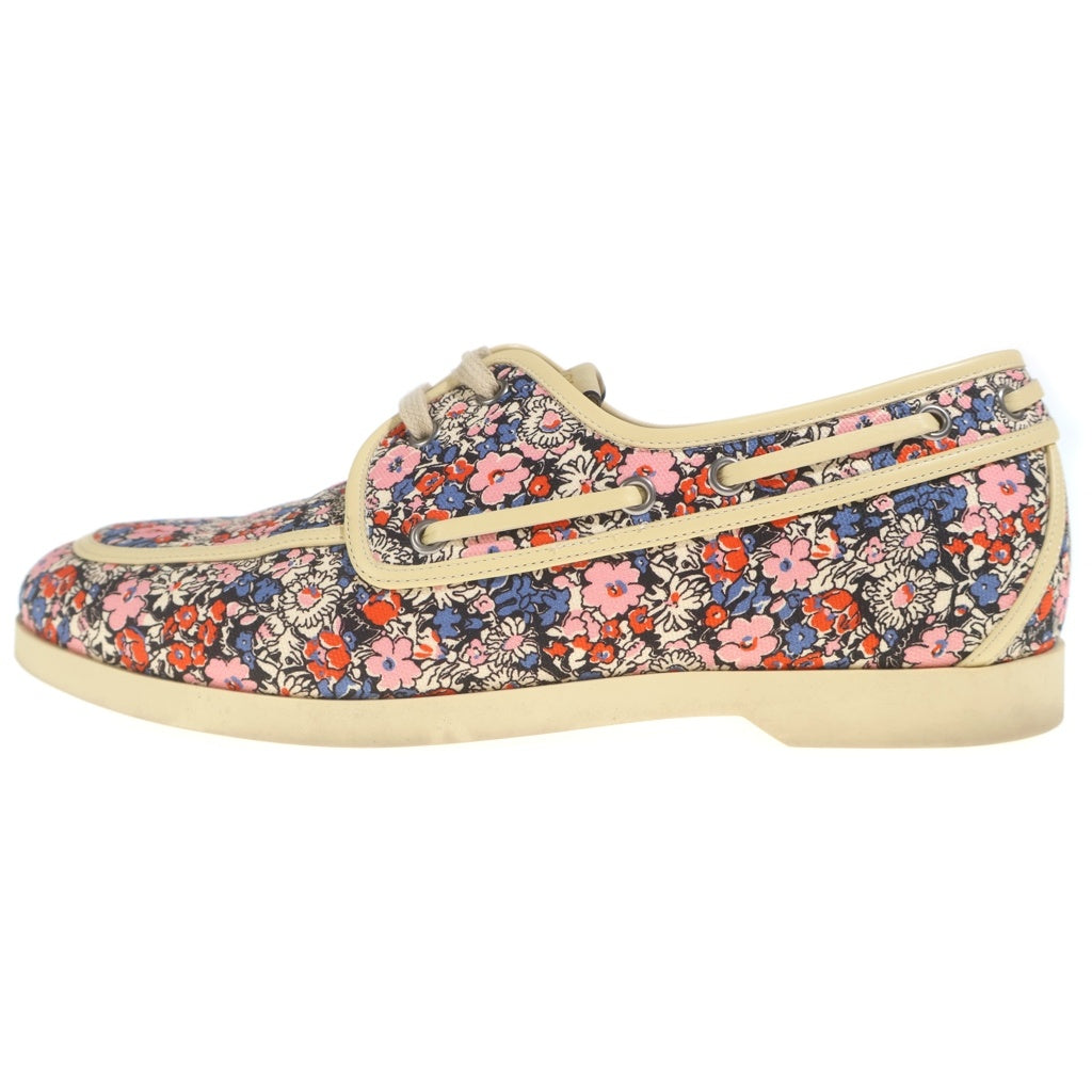 GUCCI(グッチ) フラワー キャンバス 総柄プリント デッキ ローカットシューズ ベージュ/ピンク 547641