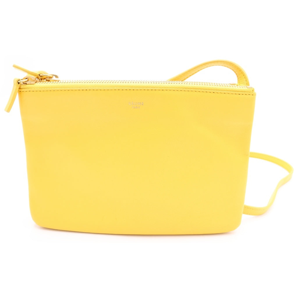 CELINE(セリーヌ) トリオ スモール レザー ショルダーバッグ ポーチ ポシェット イエロー レディース